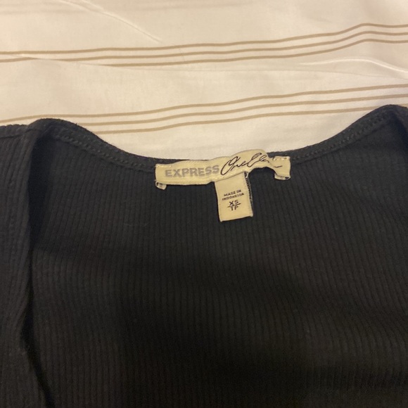 Express One Eleven Ribbed Surplice Tie Front Top - Picture 2 of 3